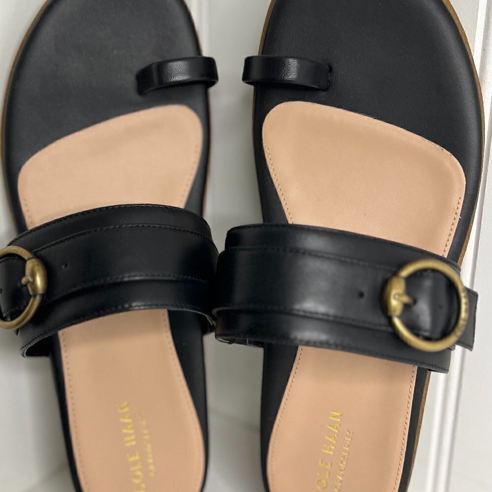 NEW Cole Haan Abbie Slide Sandal BLACK LEATHER Womens Size 9